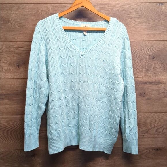 St. Johns Bay Thick Knit Long Sleeve Blouse V Neck Women's Plus Size 3x - Picture 1 of 7